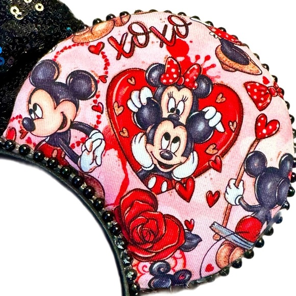 Disney Inspired Handmade Sequin Bow Mickey & Minnie Mouse Ears - NWOT